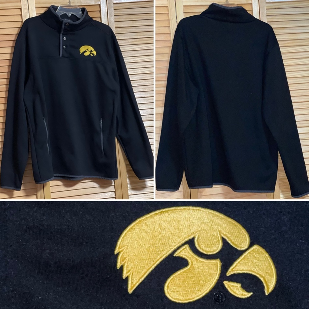 Iowa Hawkeyes Colosseum Black Pullover Black Yellow Embroidered Logo Size XL